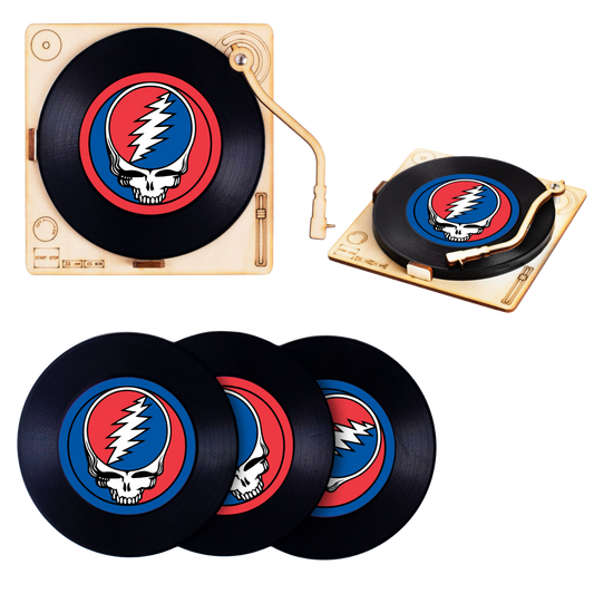 Steal Your Face Upcycled Record Coaster Set