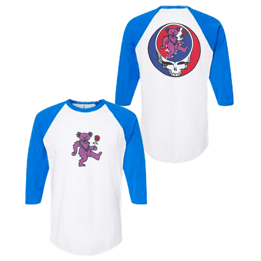 Purple Bear with Rose Baseball Tee
