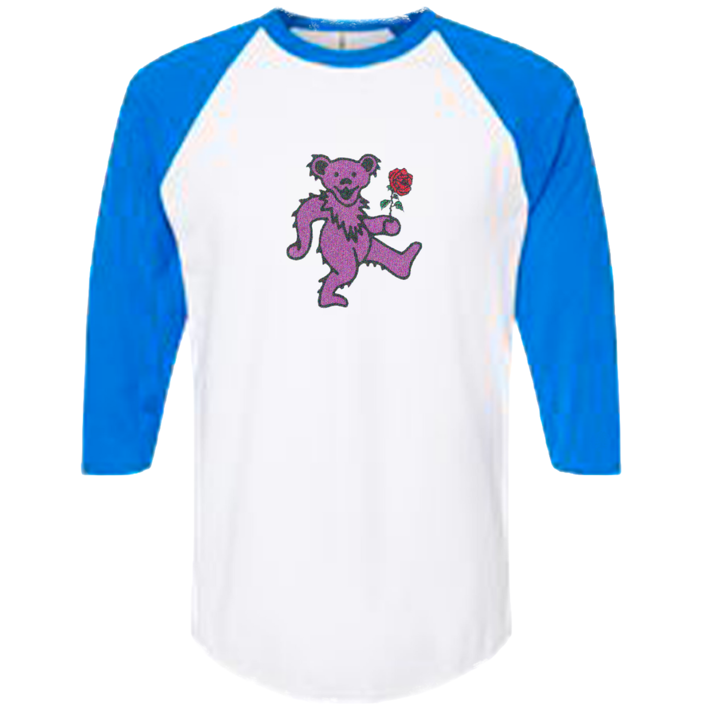 Purple Bear with Rose Baseball Tee