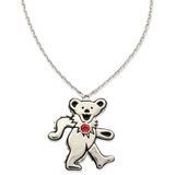 Dancing Bear January Garnet Birthstone Silver Necklace
