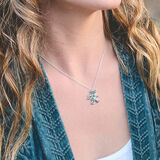 Dancing Bear May Emerald Birthstone Silver Necklace
