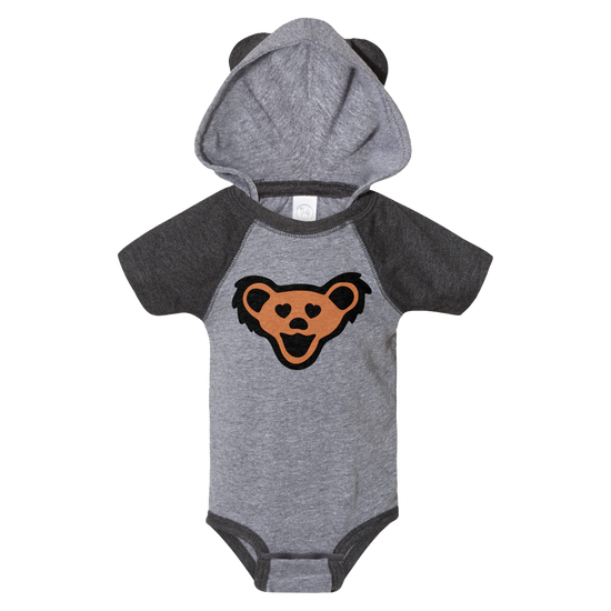 Granite Heather Bear Ear Baby Onesie