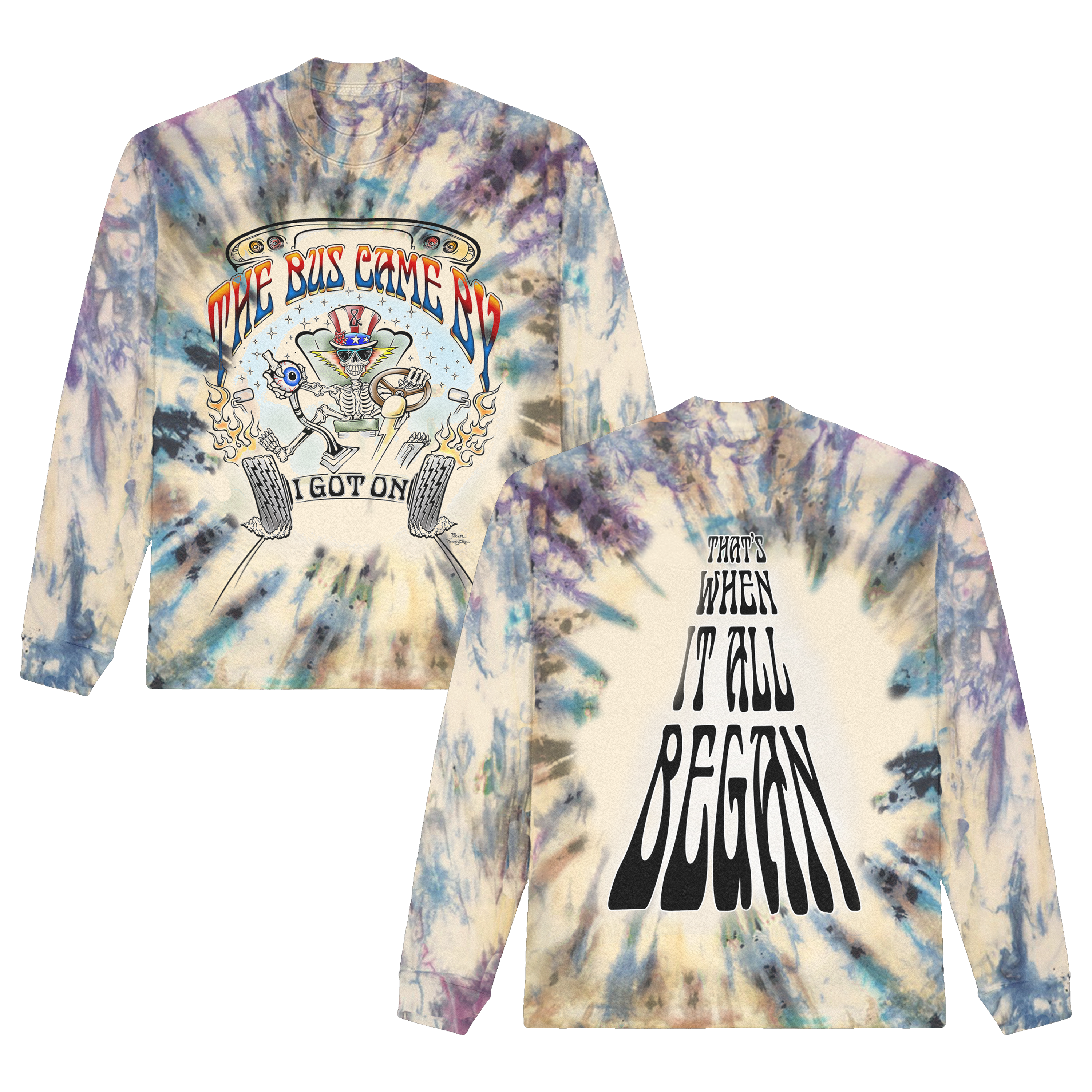 Grateful Dead Long Sleeve Tie Dye Loose Fit UPF 50 Swim Shirt